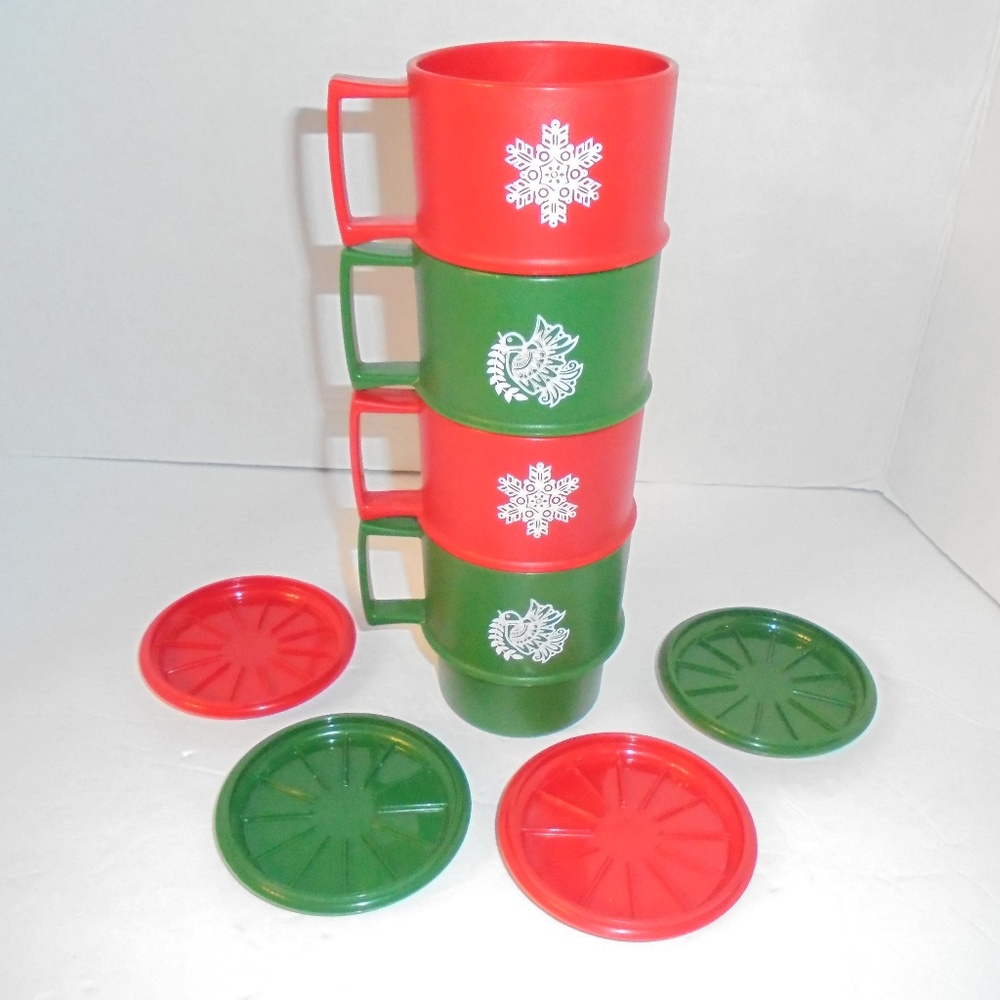 8 pc Vintage  TUPPERWARE Mugs Cups & Coasters